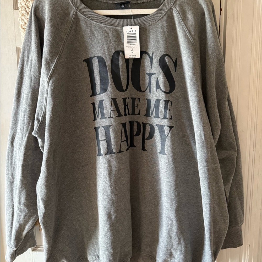 Torrid Dogs Make Me Happy Gray Graphic Sweatshirt